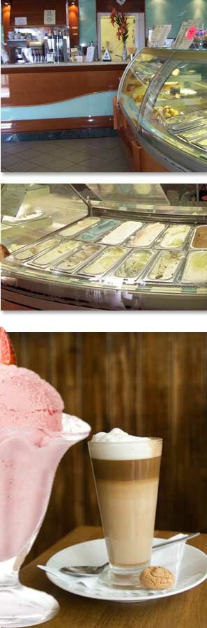 Our cafe with fantastic ice cream counter a latte and home made cakes